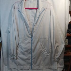 White Windbreaker Jacket for Women Long Length Size XL